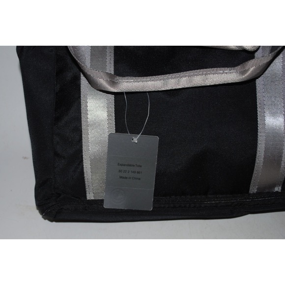 BMW Black Nylon Tote Bag Expandable Carry Bag w Side Pocket New - Picture 4 of 5